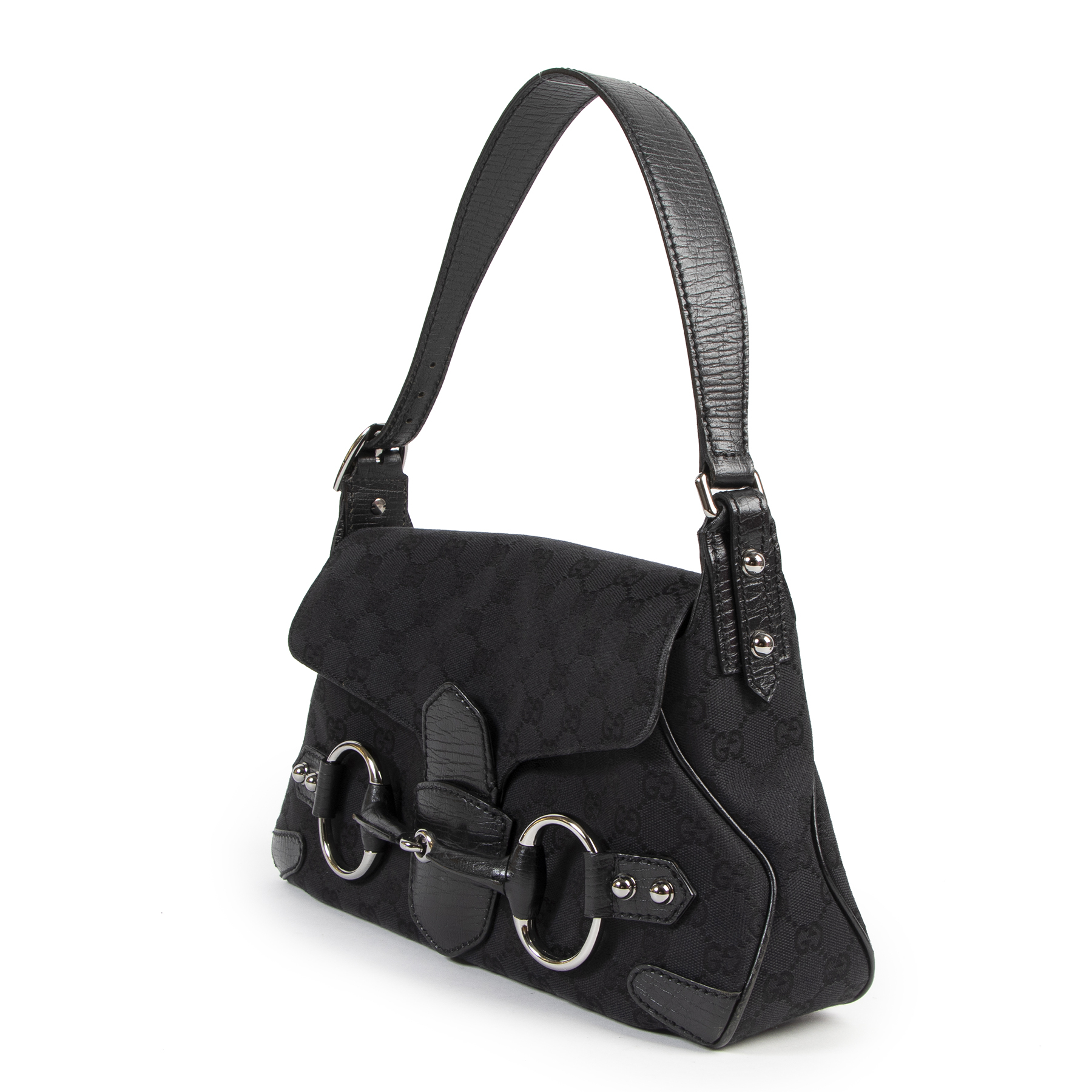 Gucci Monogram Horsebit Shoulder Bag ○ Labellov ○ Buy and Sell