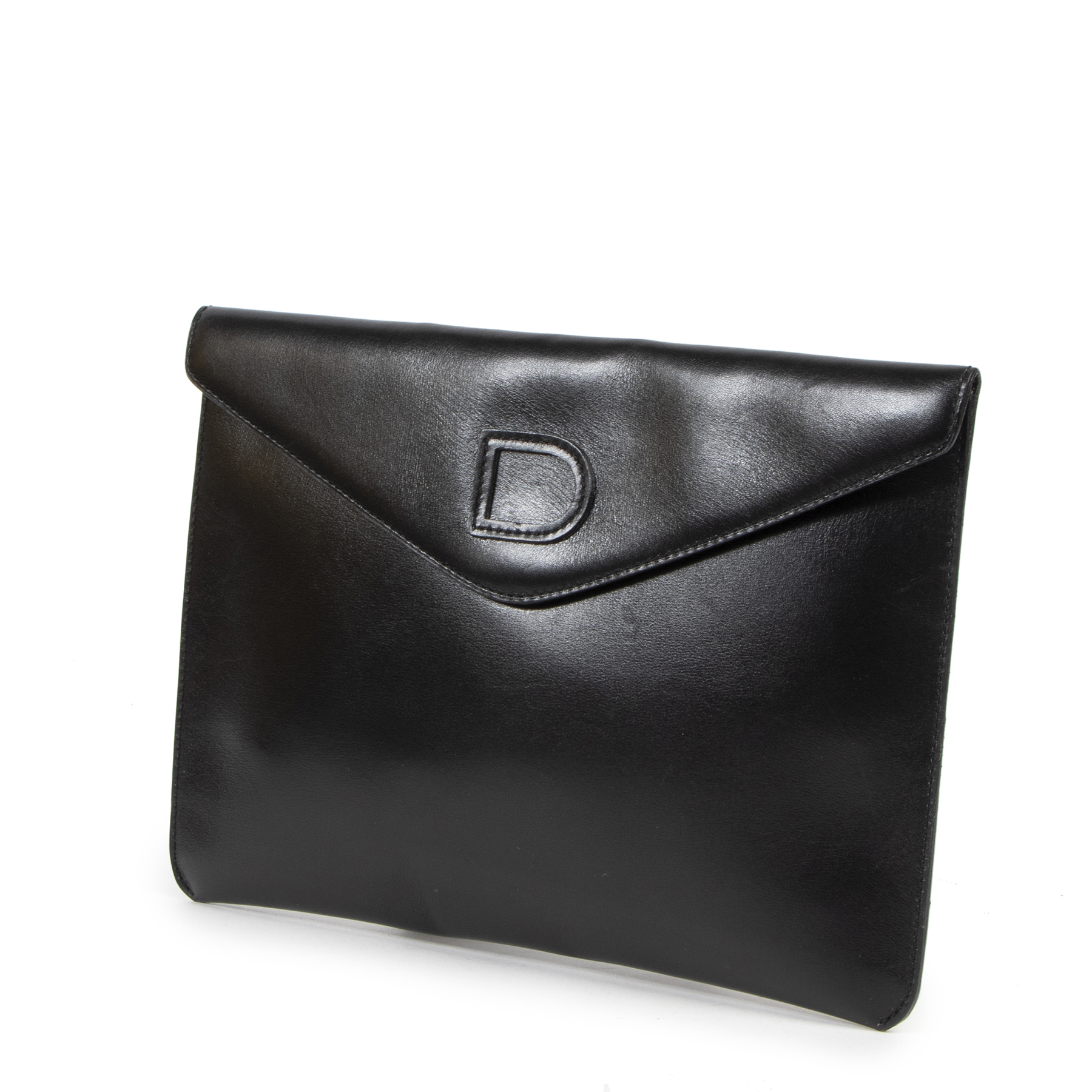 DELVAUX clutch bag in black grained leather - VALOIS VINTAGE PARIS
