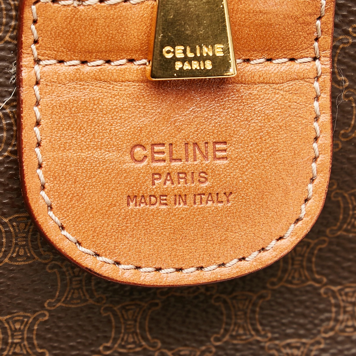 Celine Boston Travel Bag Macadam Light Brown x Gold color size W51 x H27 x  D23cm