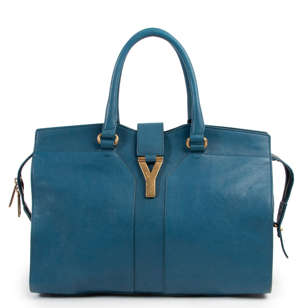 Yves Saint Laurent Light Blue Calfskin Leather Medium Cabas Chyc Bag