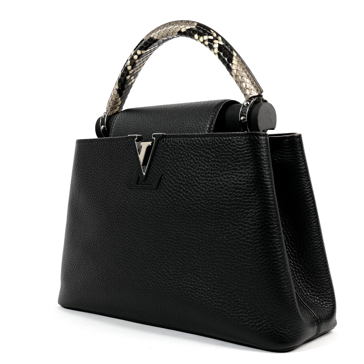 Louis Vuitton Black Capucines MM with Python Handle at Secondi