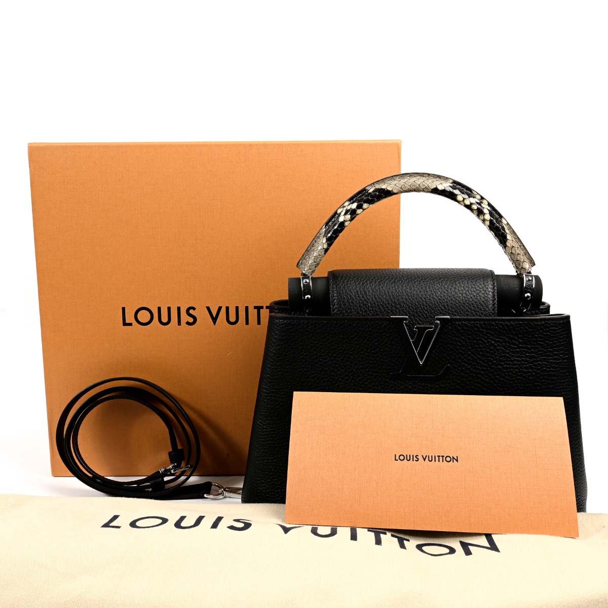 Louis Vuitton Black Leather & Python Capucines MM ○ Labellov ○ Buy and Sell  Authentic Luxury