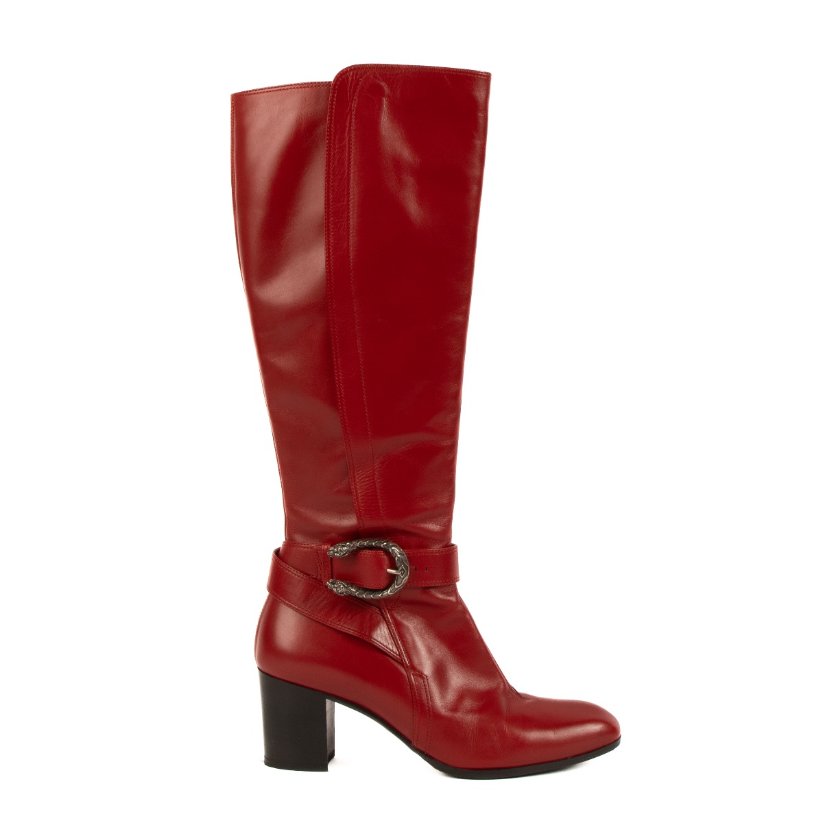 Gucci red store thigh high boots