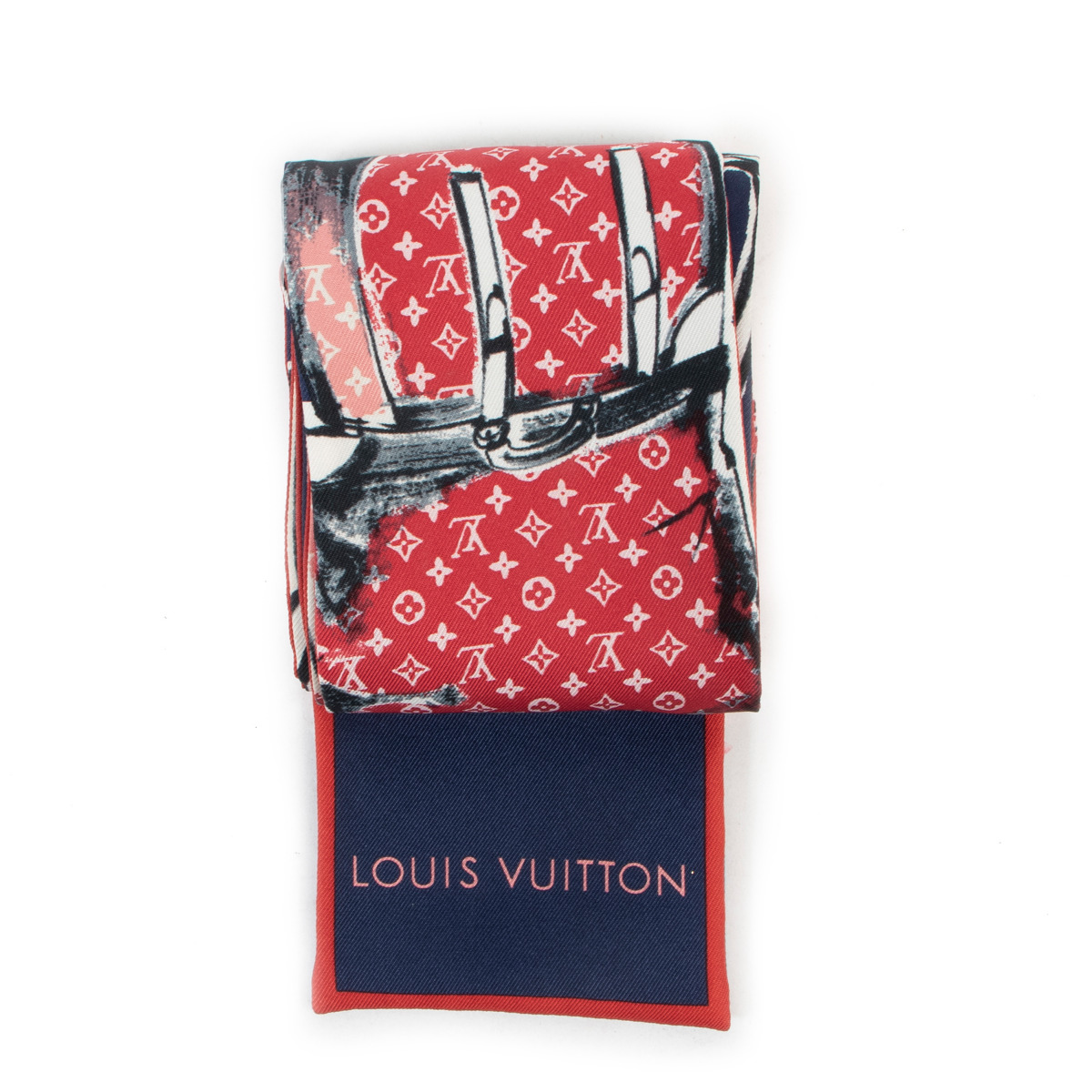 Louis Vuitton Silk Denim Maxi Twilly Scarf with Box at 1stDibs