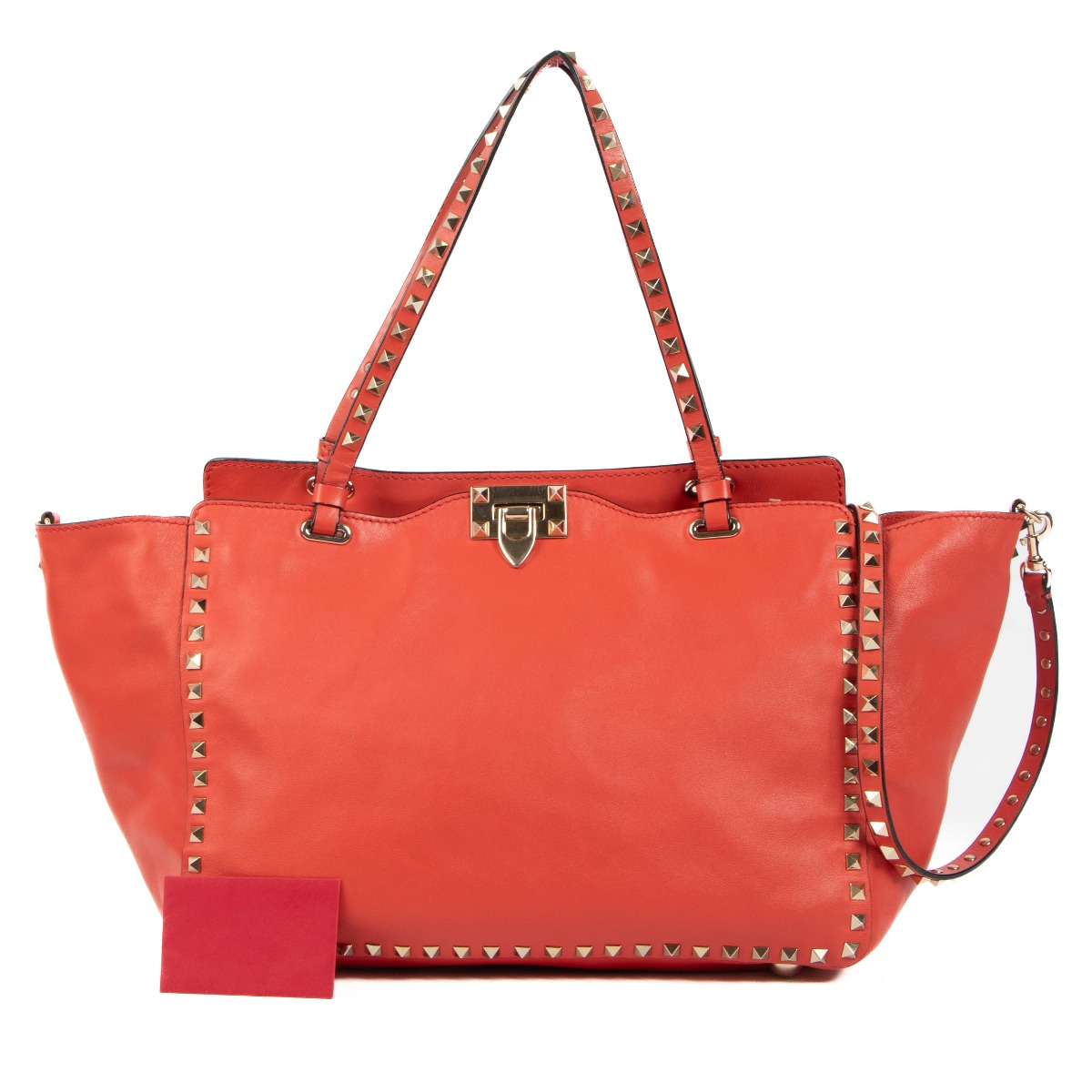 Valentino Garavani Red Medium Rockstud Tote Bag ○ Labellov ○ Buy