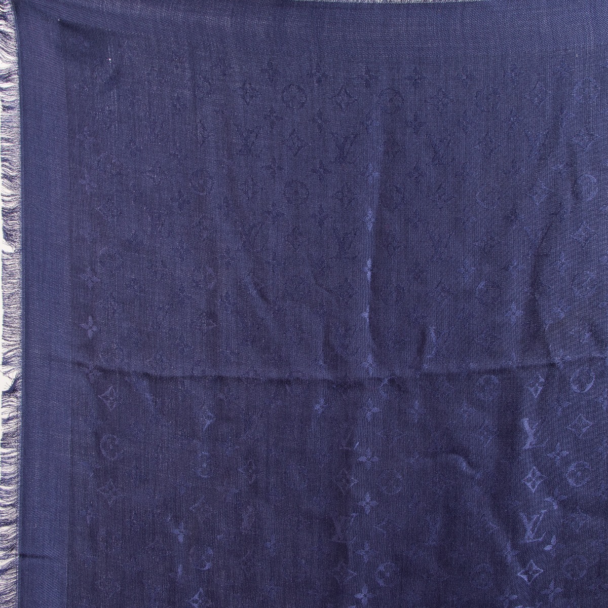 Louis Vuitton Silk Wool Monogram Shawl Night Blue 582901