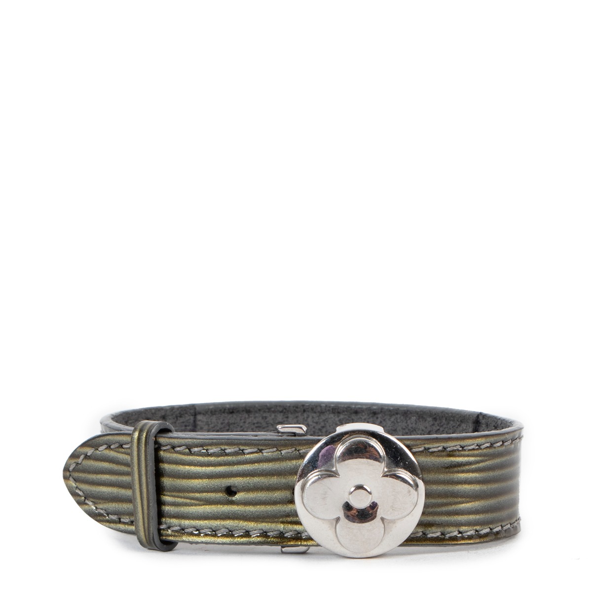 Monogram leather bracelet Louis Vuitton Anthracite in Leather
