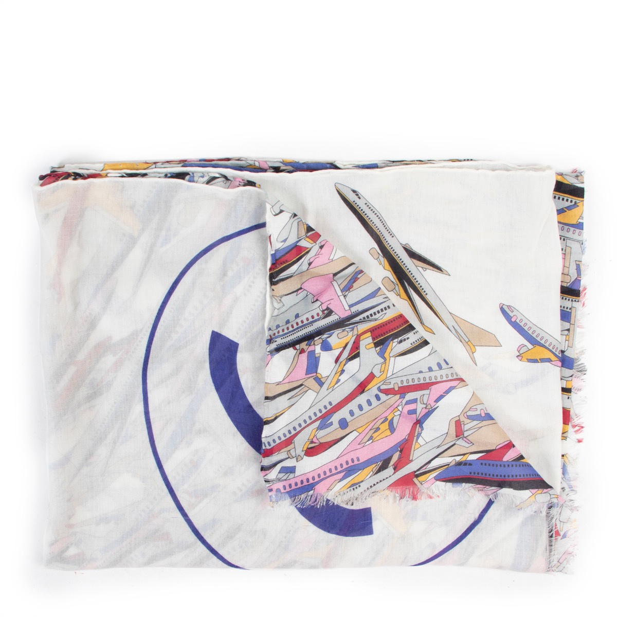 Chanel White Airplane Scarf ○ Labellov ○ Buy and Sell Authentic Luxury