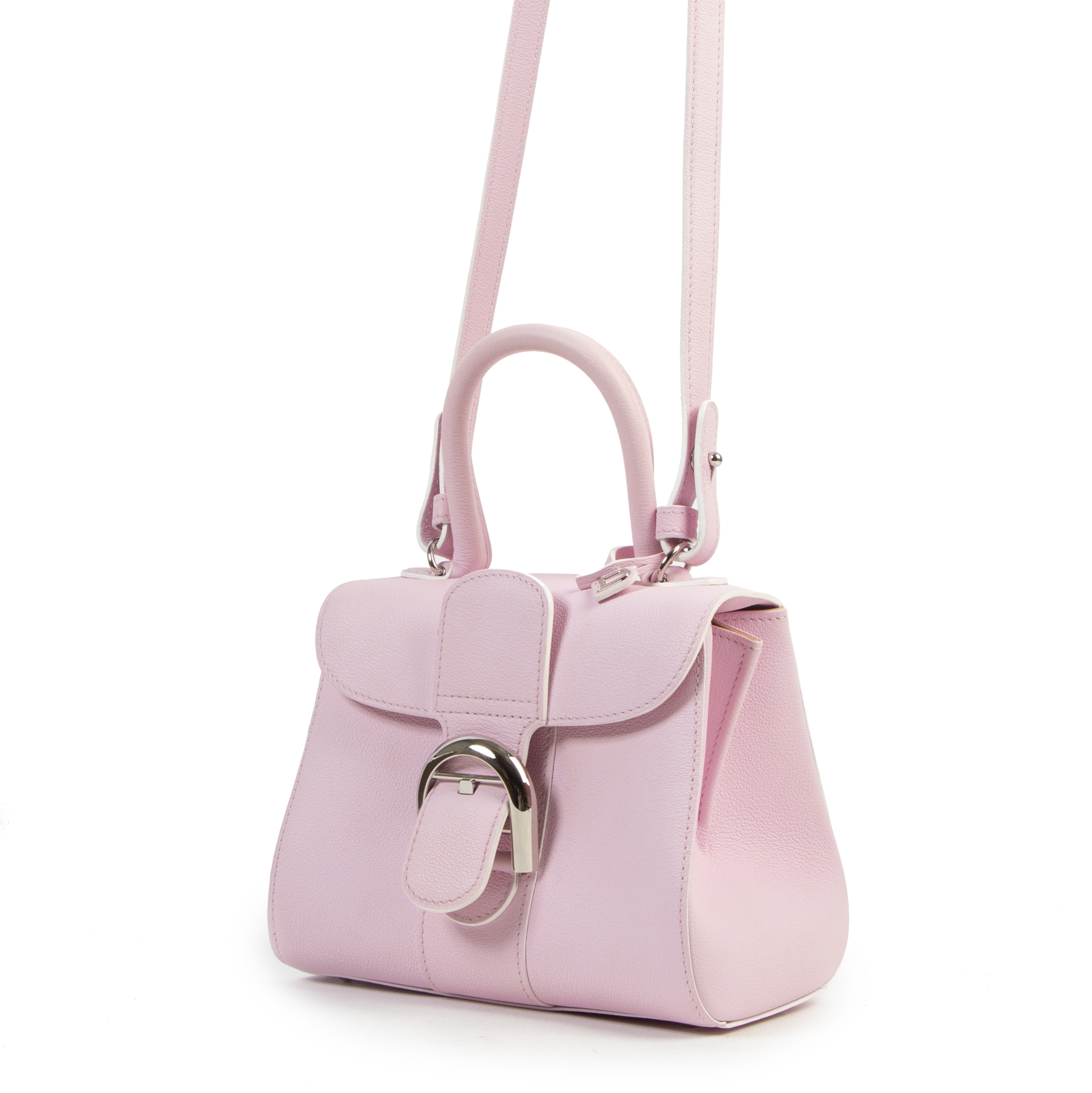 Auth Delvaux Brillant Mini Boxcalf Handbag AA0406BBL047IPA Mauve  Pink(170318