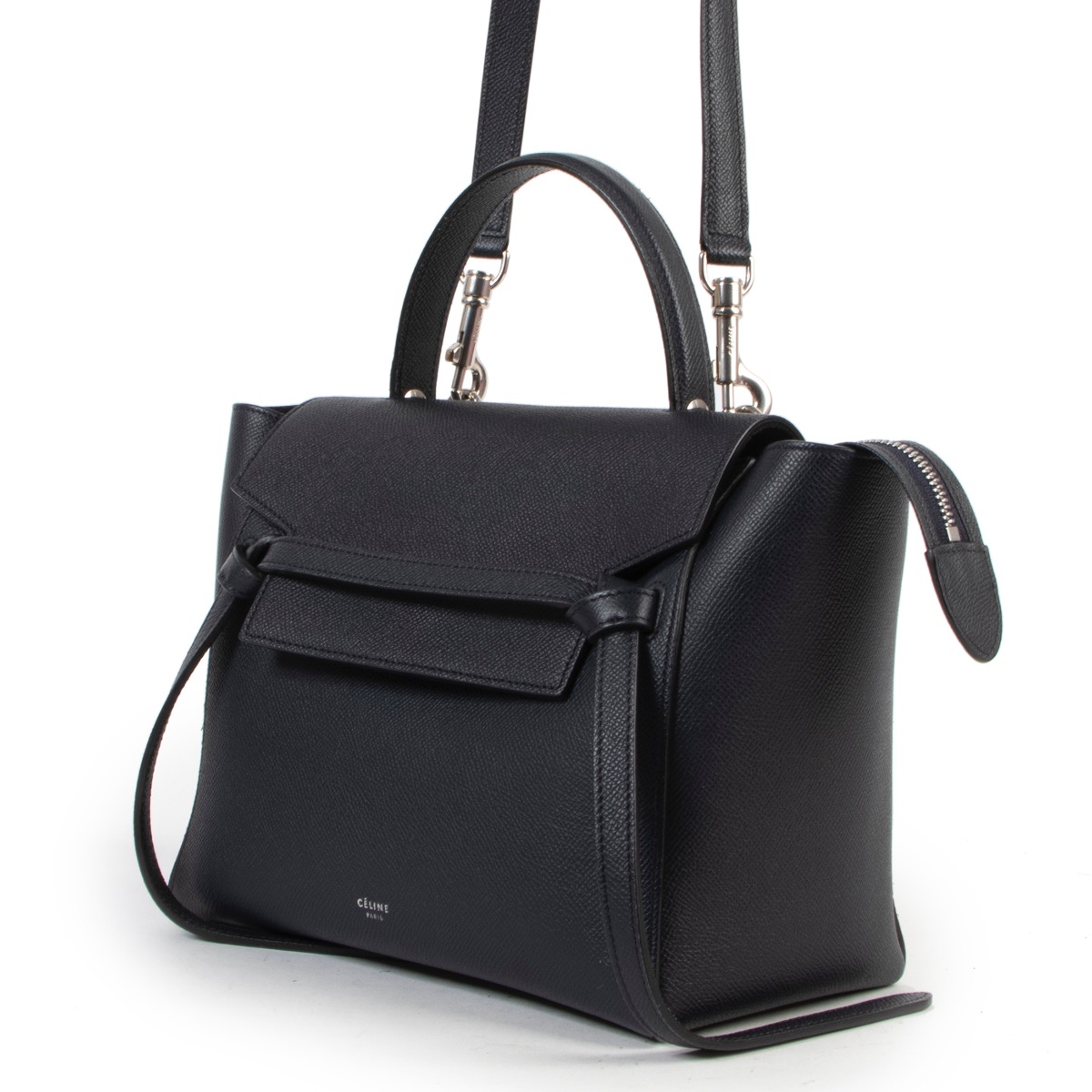 CELINE Smooth Calfskin Tassel Belt Bag Black 708571