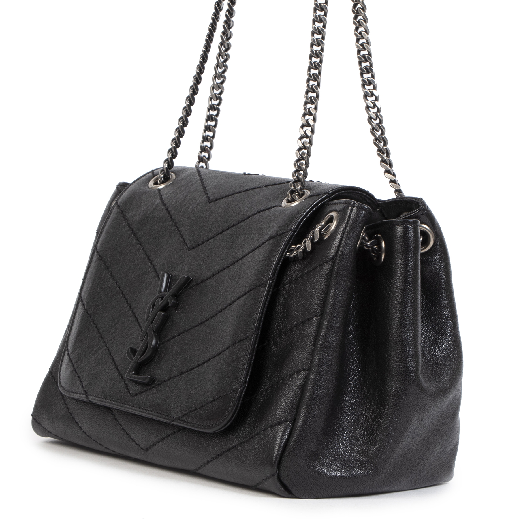 Saint Laurent Nolita Shoulder Bag Small Black in Lambskin with Black  Gunmetal-tone - US