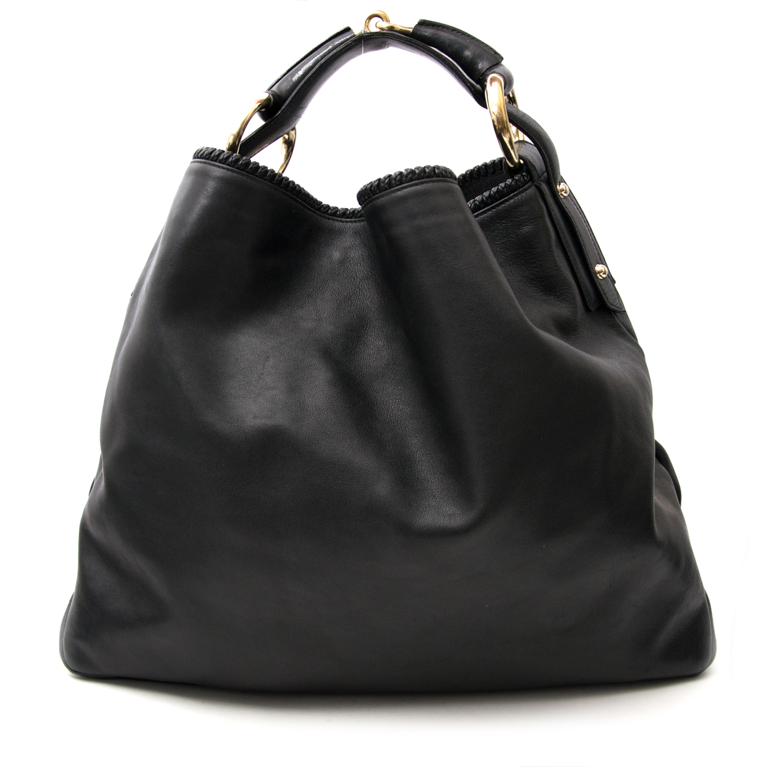 Gucci Black Leather Monogram Large Horsebit Hobo Bag ○ Labellov ○ Buy and  Sell Authentic Luxury