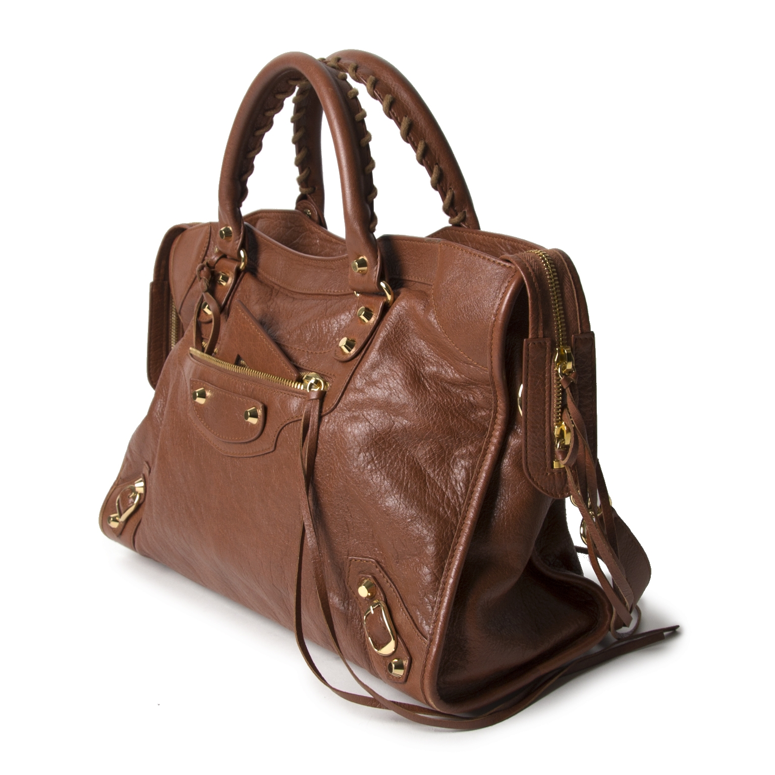 Balenciaga brown sales leather bag