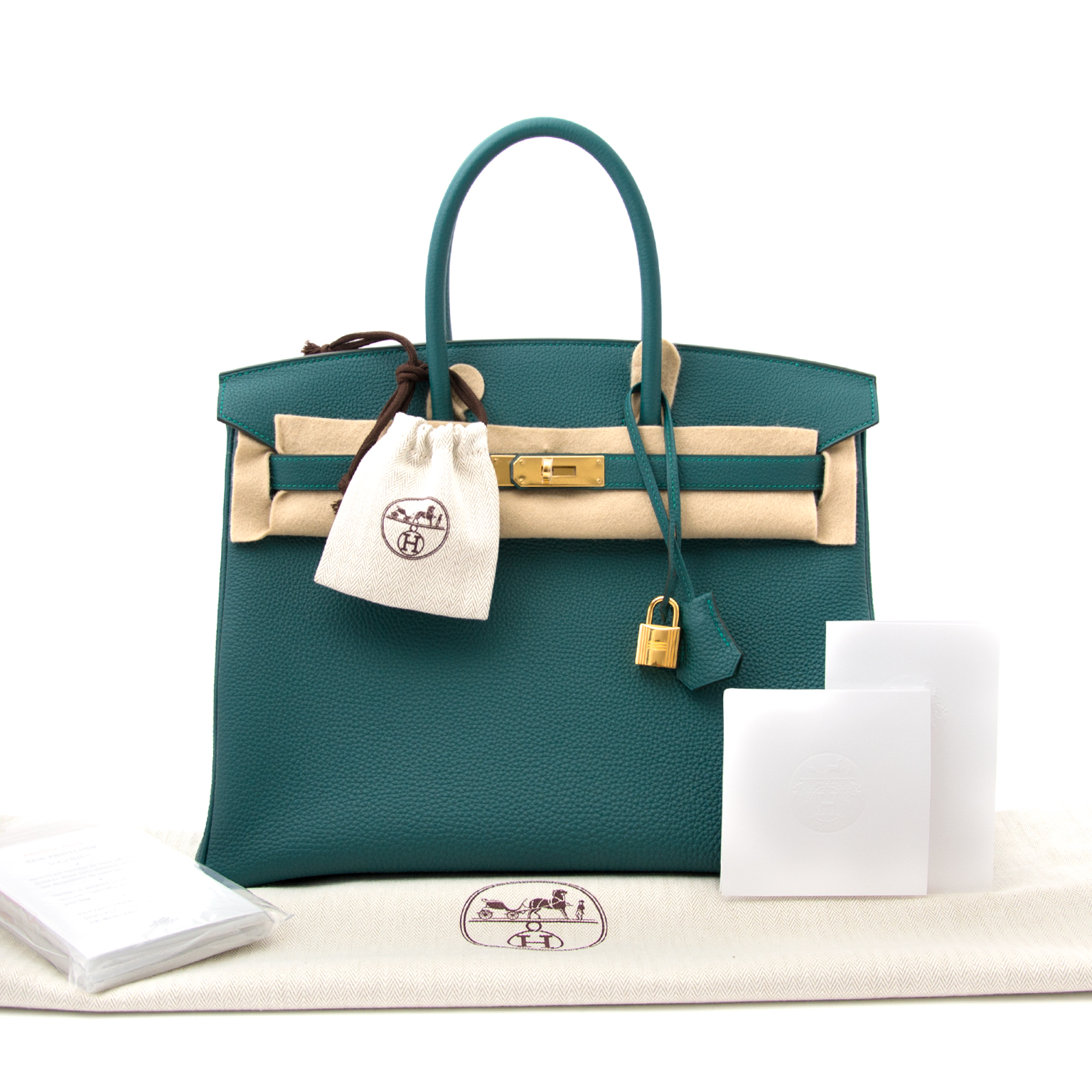 Hermes Birkin 35 Bag Malachite z6 Togo GHW