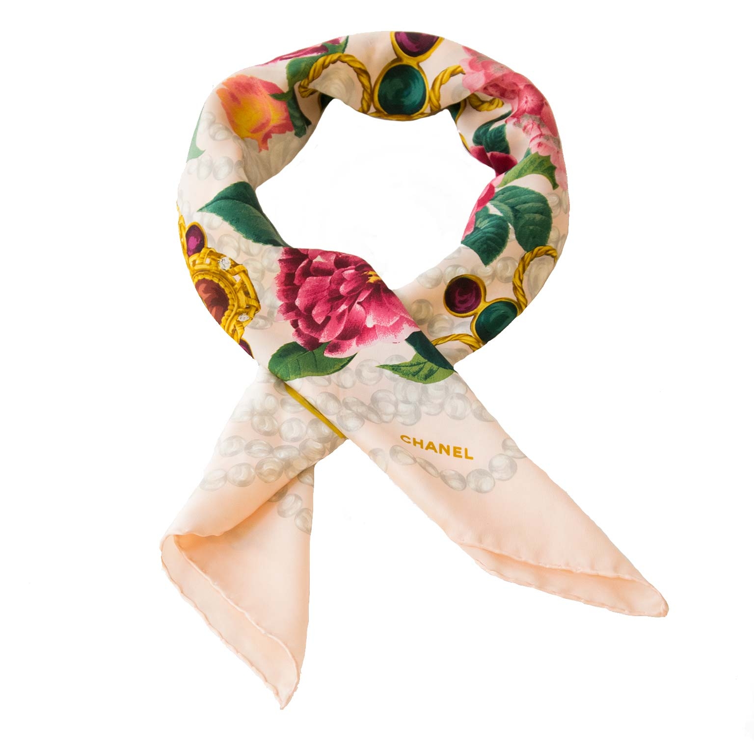 Chanel Pink Flower Scarf ○ Labellov ○ Buy and Sell Authentic Luxury