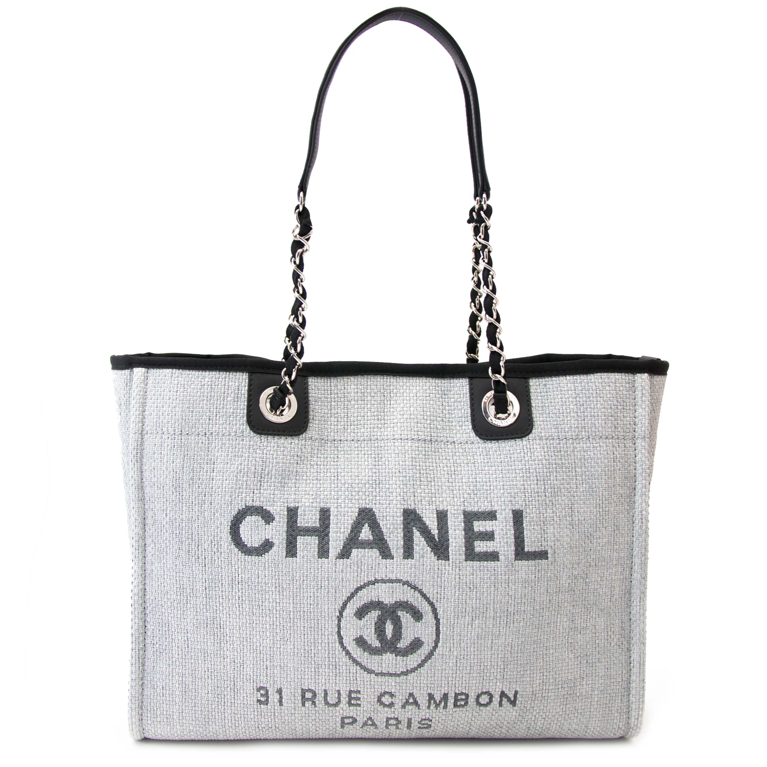 Chanel Cambon Line Tote Bag Black White Leather ref89522  Joli Closet