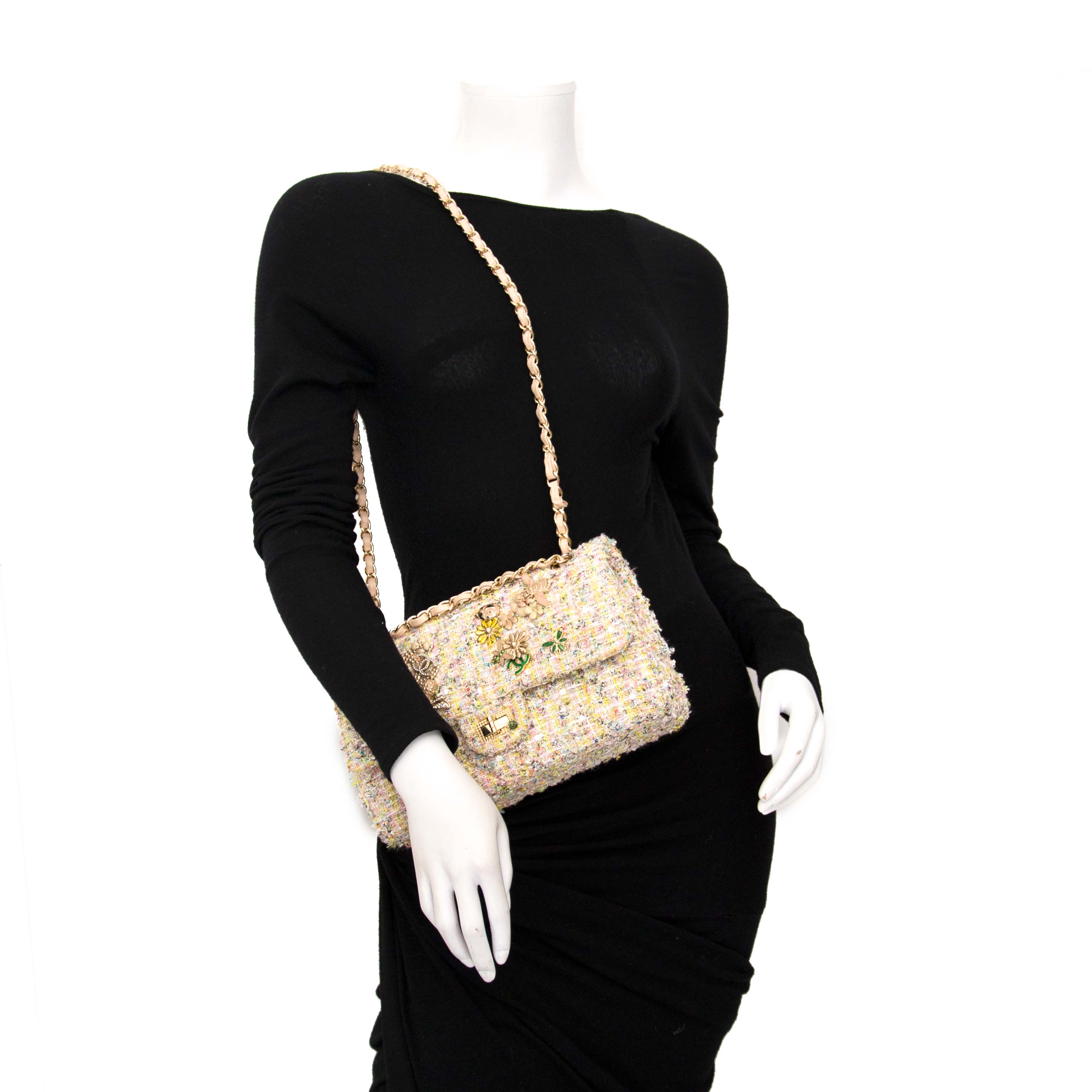 CHANEL Tweed Garden Party 2.55 Reissue Flap Bag Classic Medium 14877310  46382