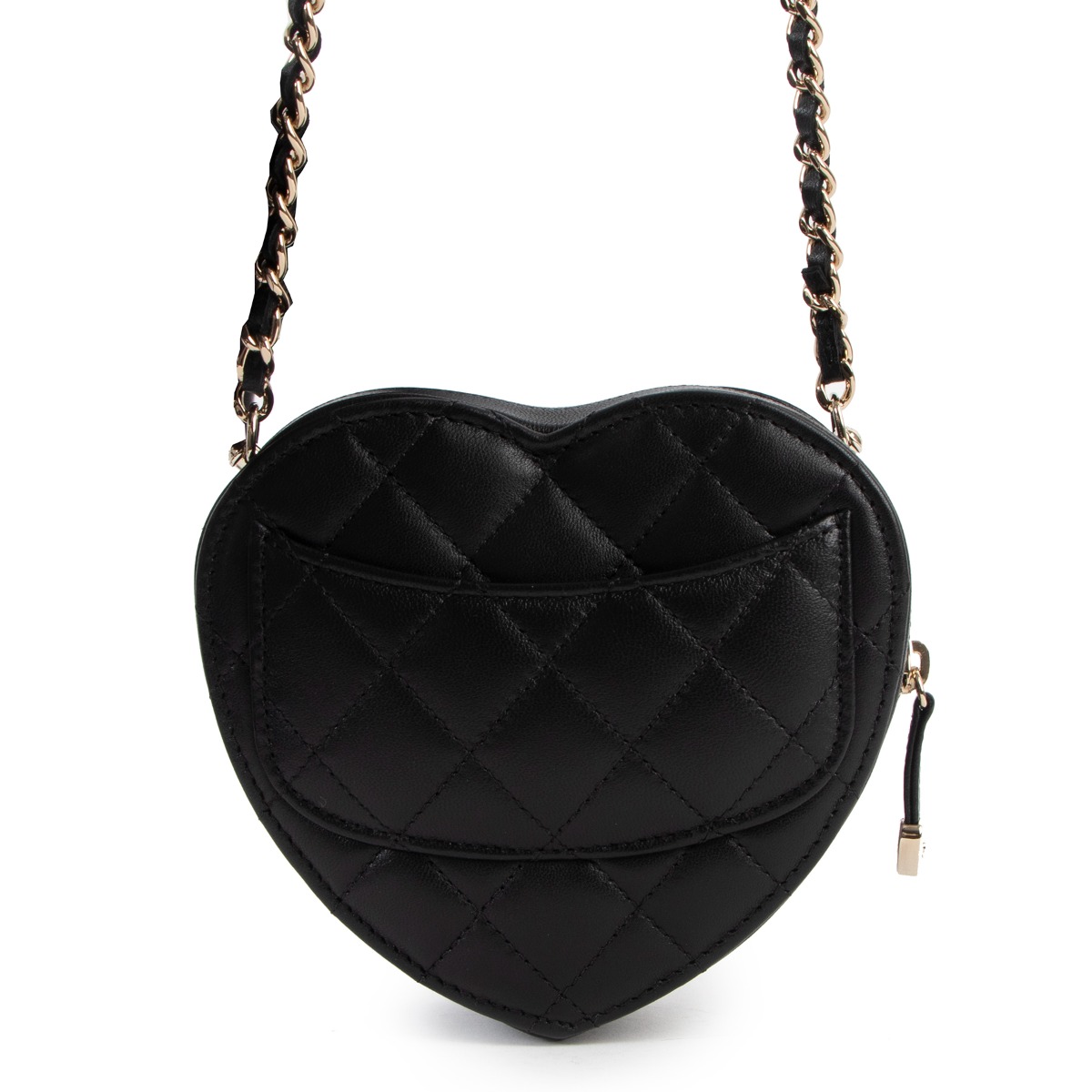 Chanel Spring/Summer 2022 Black Lambskin Heart Clutch With Chain 