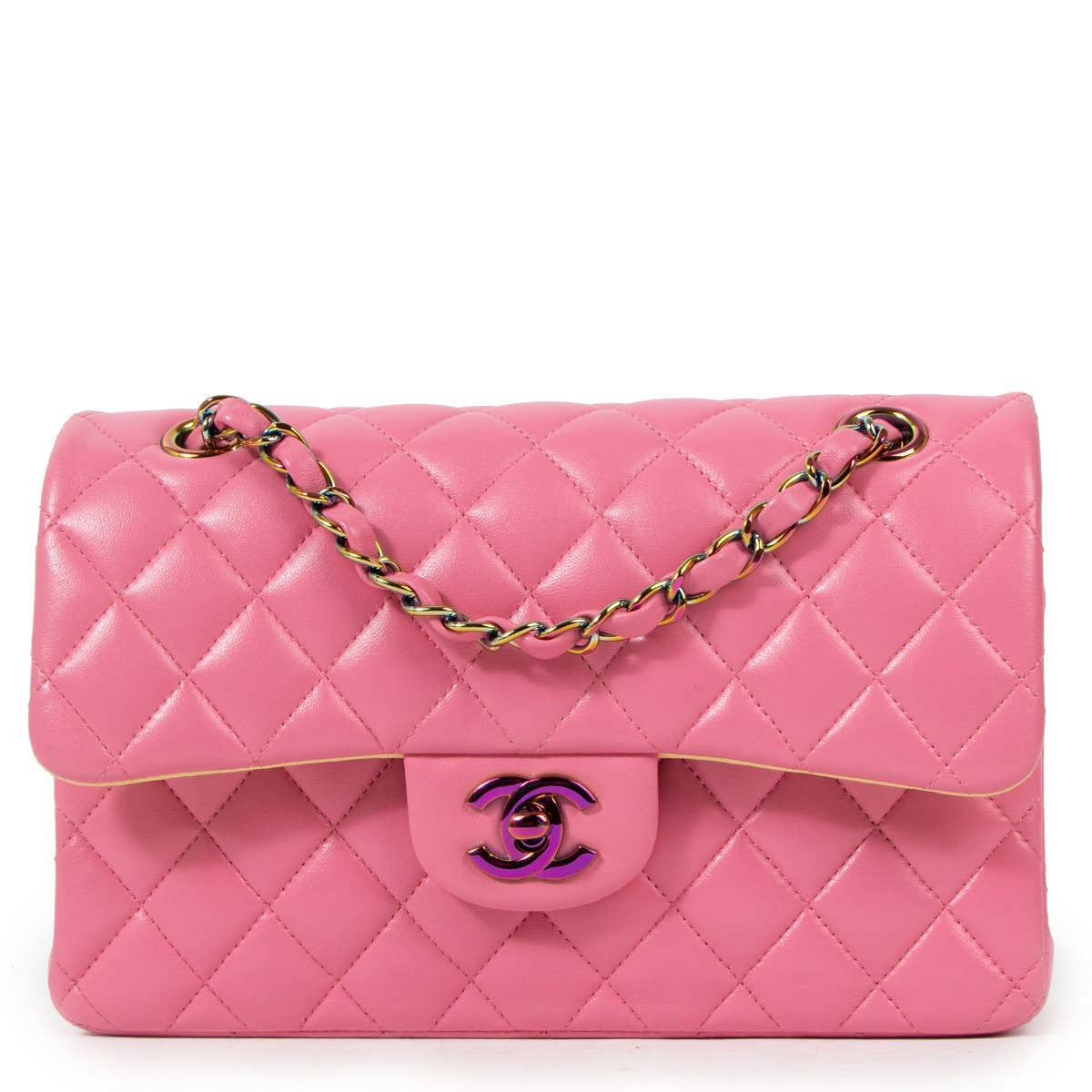 Chanel Spring 2021 Pink Small Rainbow Classic Flap Bag ○ Labellov