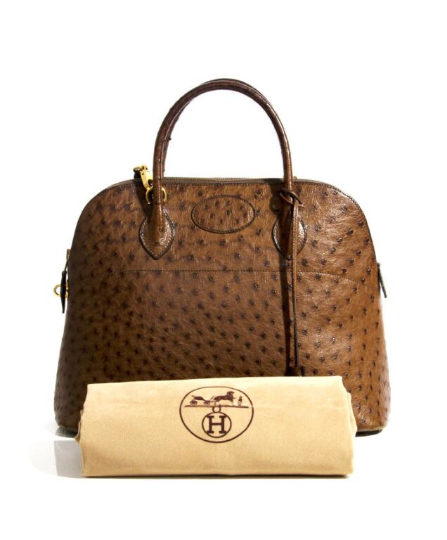 Hermes Brown Leather Bolide 45cm Shoulder Bag Auction