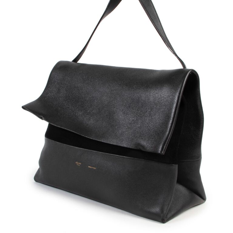 Celine Black Satin Calfskin Triomphe Shoulder Bag ○ Labellov