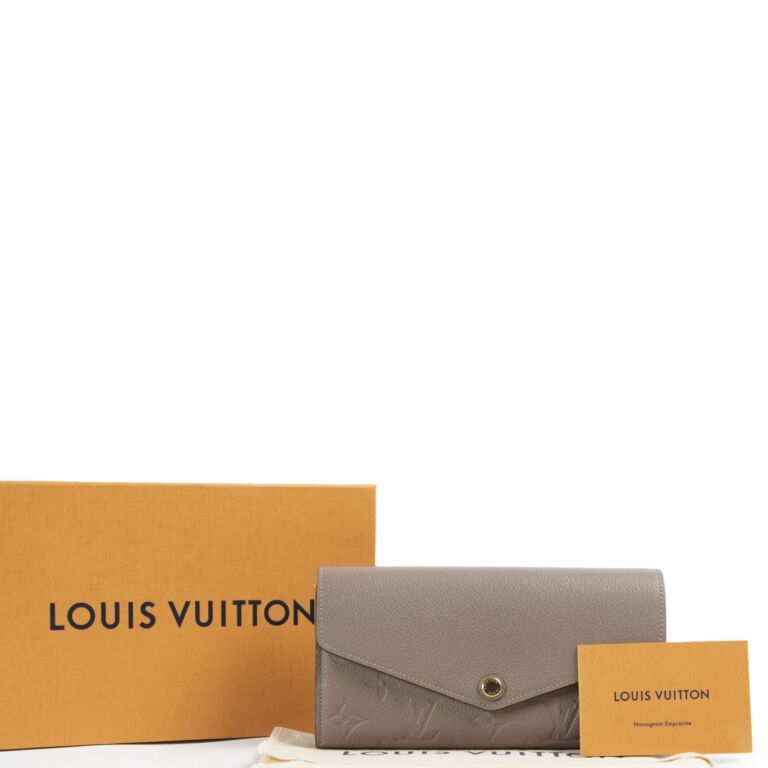 LOUIS VUITTON Sarah Monogram Empreinte Leather Wallet Tourterelle