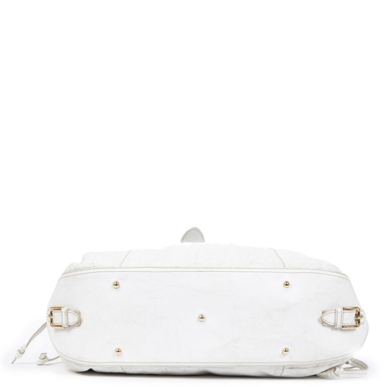 Dolce and Gabbana White Majolica Print Leather Cleo Shoulder Bag at 1stDibs
