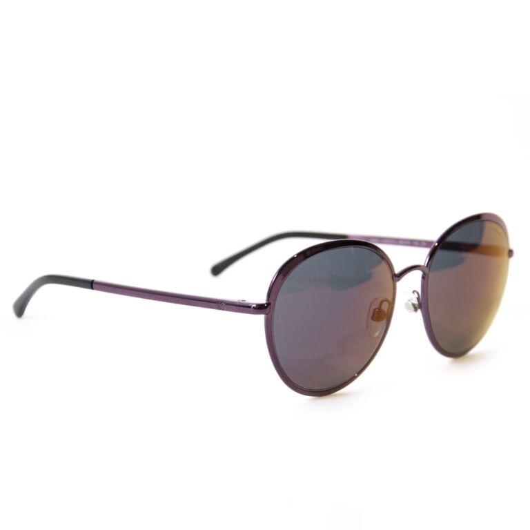 Chanel Purple Tint Metal Frame Small Aviator Sunglasses-4201 - Yoogi's  Closet