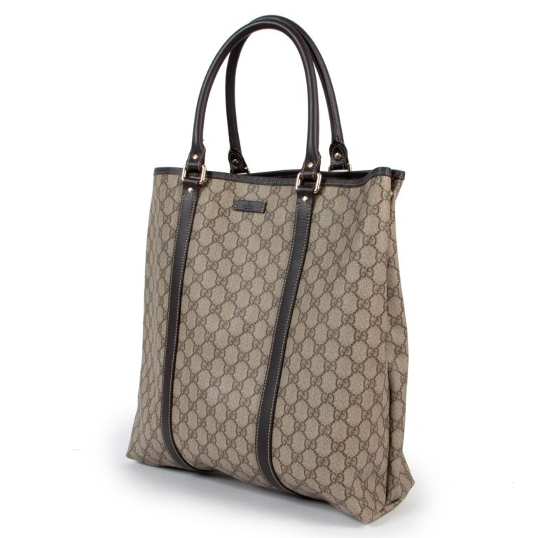 Gucci Black GG Canvas Large Web Handle Vertical Tote Bag at
