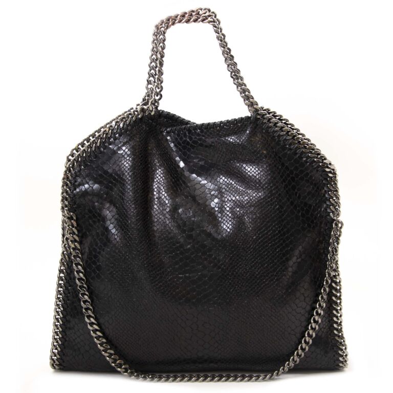 Women Black Falabella Fold-Over Tote Bag