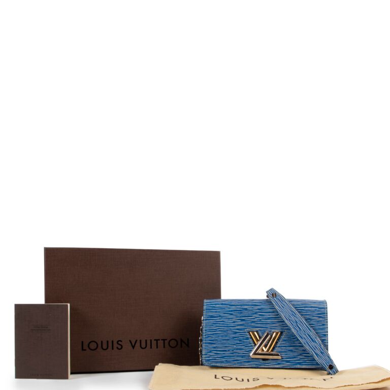 Louis Vuitton Blue, Pattern Print EPI Denim Twist Pins Chain Wallet L