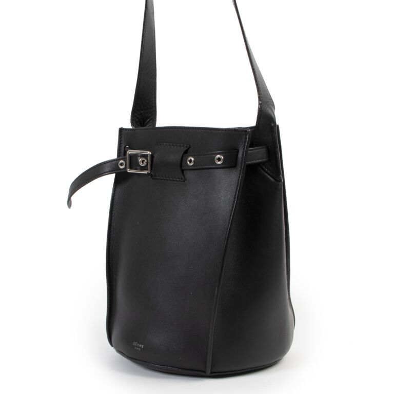Celine Small C Charm Leather Bucket Backpack in Black