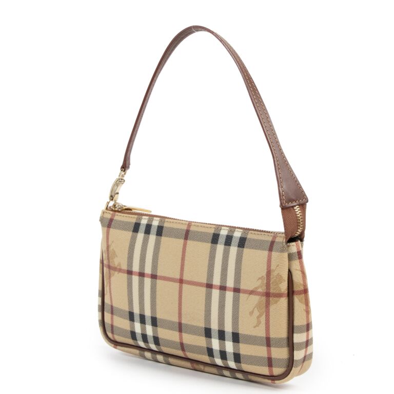 Authentic Burberry House Check Pochette Handbag Shoulder Bag WITH