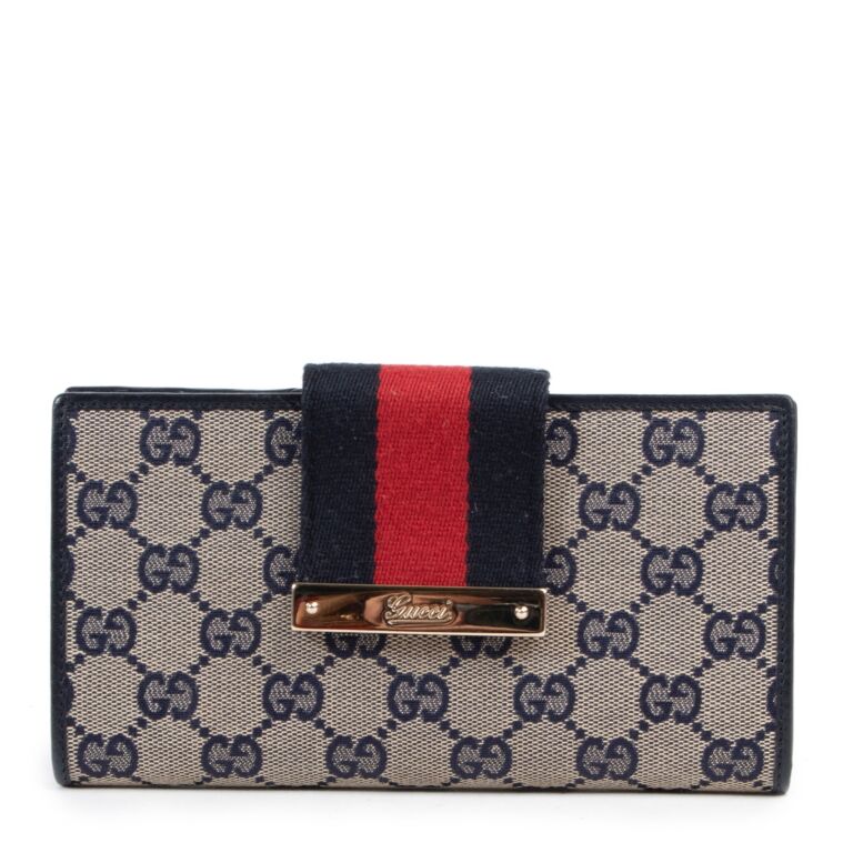 oogsten Samenhangend kreupel Gucci Blue Monogram Web Canvas Wallet ○ Labellov ○ Buy and Sell Authentic  Luxury