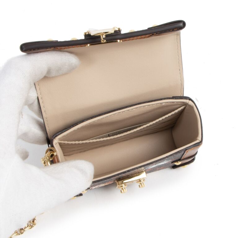 Louis Vuitton Grace Coddington Catogram Coated Canvas Petit Malle Trunk Gold Hardware, 2018 (Very Good), Womens Handbag