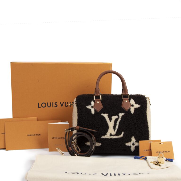 Louis Vuitton Limited Edition Monogram Fleece Teddy Speedy Bandouliere 25 Bag