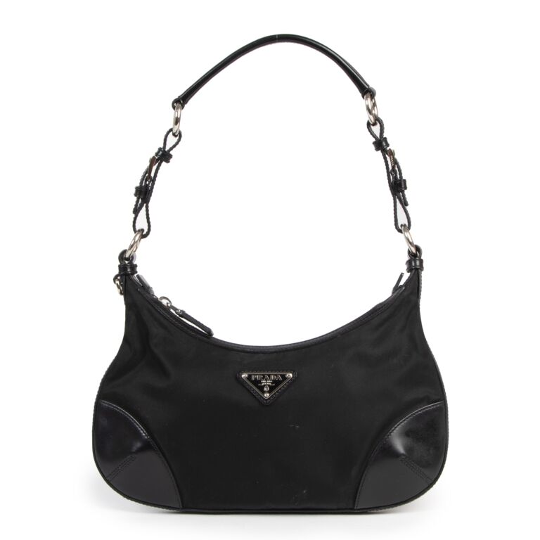 Prada Tessuto Black Nylon/Leather Shoulder Bag ○ Labellov ○ Buy ...