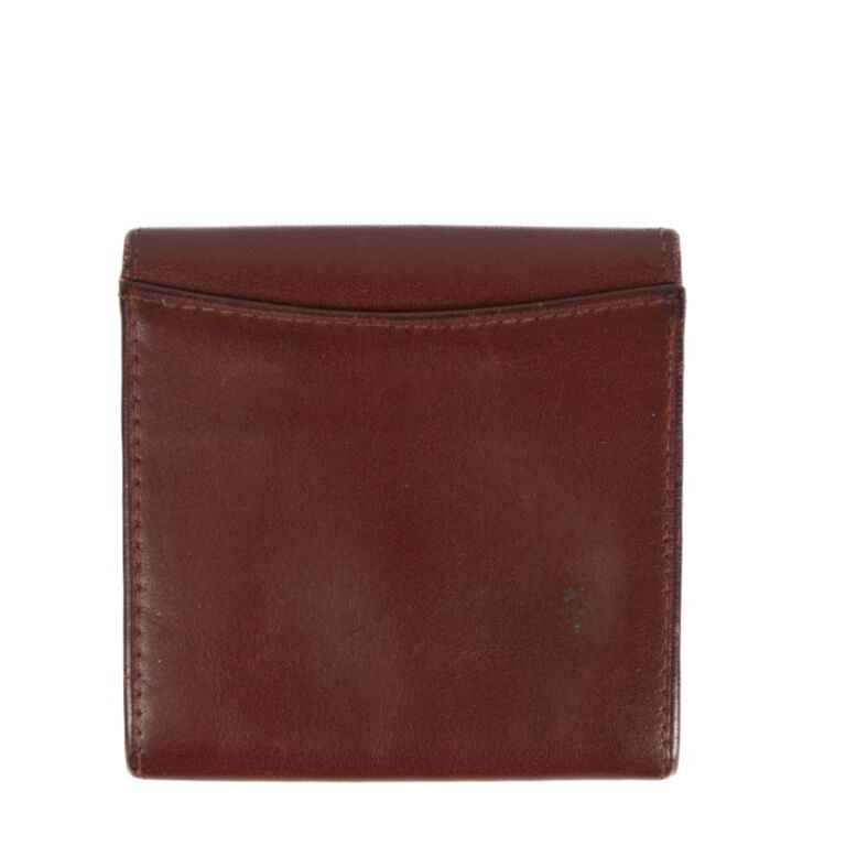 Cartier Burgundy Leather Embossed Coin Purse Wallet - Yoogi's Closet
