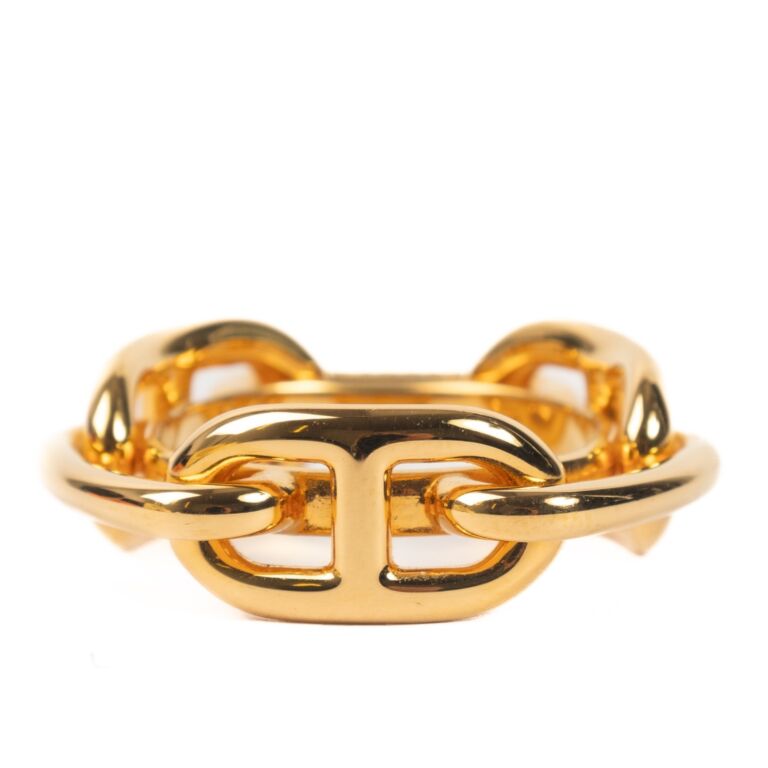 Hermes Chaine D'Ancre Gold Tone Scarf Ring Hermes