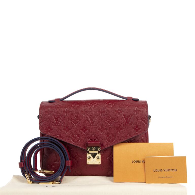 100% Original Louis Vuitton Pochette Metis Empreinte Scarlet