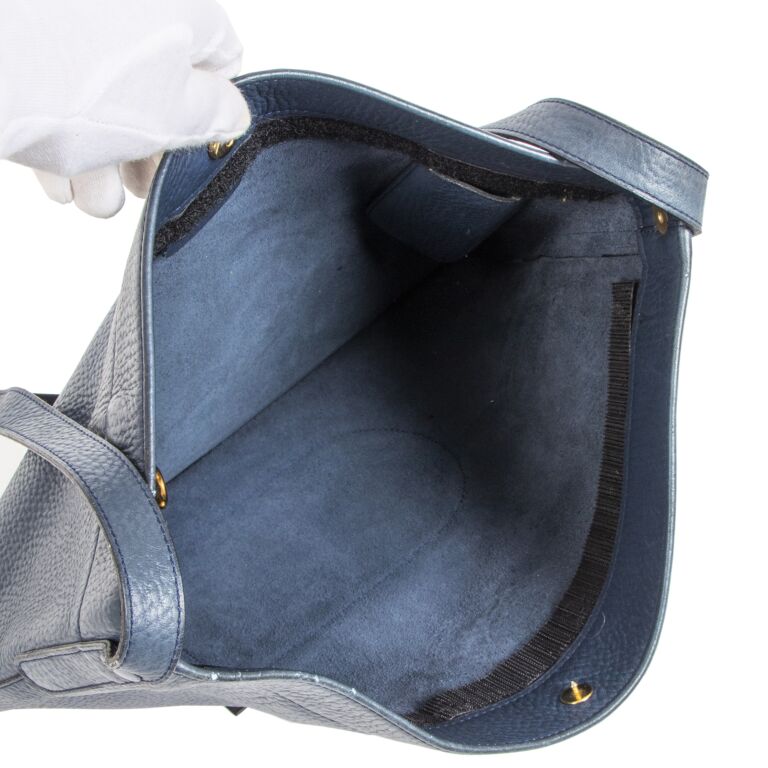 Delvaux Pin Surpiqué GM - Blue Bucket Bags, Handbags - DVX22765