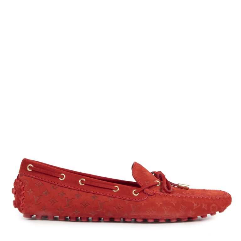 Louis Vuitton, Shoes, Red Suede Lv Loafer