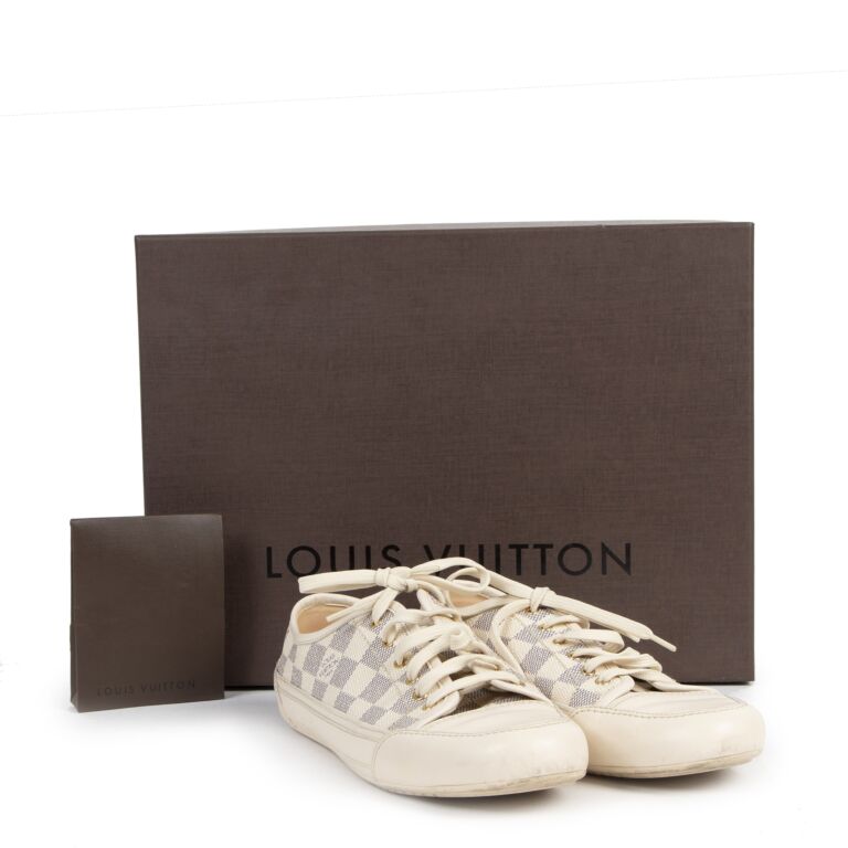 Louis Vuitton, Shoes, Louis Vuitton Damier Azur Sneakers Worn But In Good  Condition Size 3