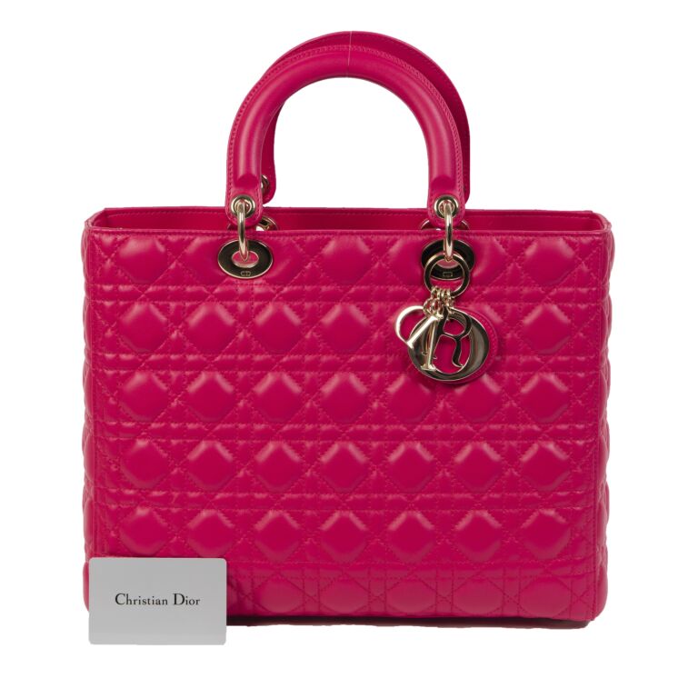 Lambskin Medium Lady Dior Hot Pink