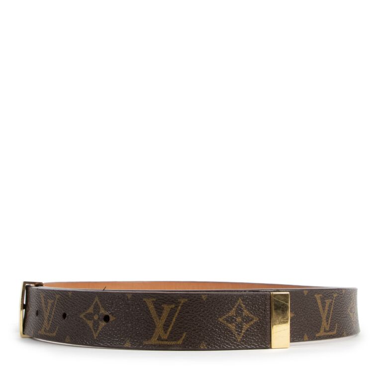 Louis Vuitton Monogram Square Buckle Belt with Gold Hardware- Size 35