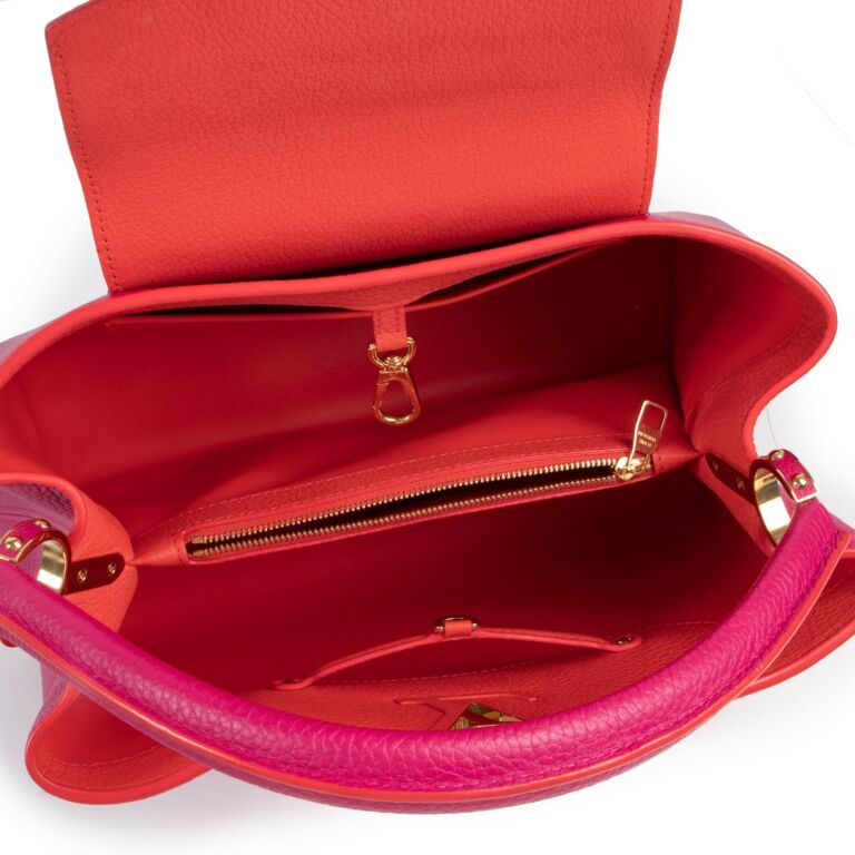 Louis Vuitton Taurillon Capucines MM Hibiscus Pink ○ Labellov