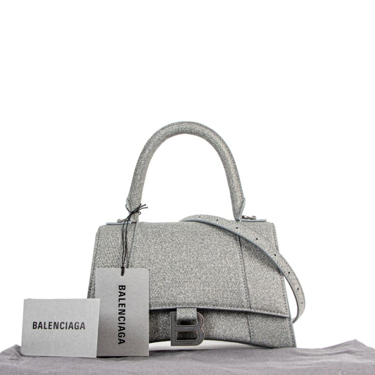 Hourglass Mini Leather Crossbody Bag in White - Balenciaga