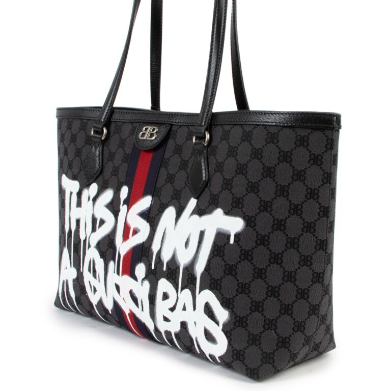 GUCCI Balenciaga Tote Shoulder Large Bag THE HACKER Graffiti Black L/d Auth  New