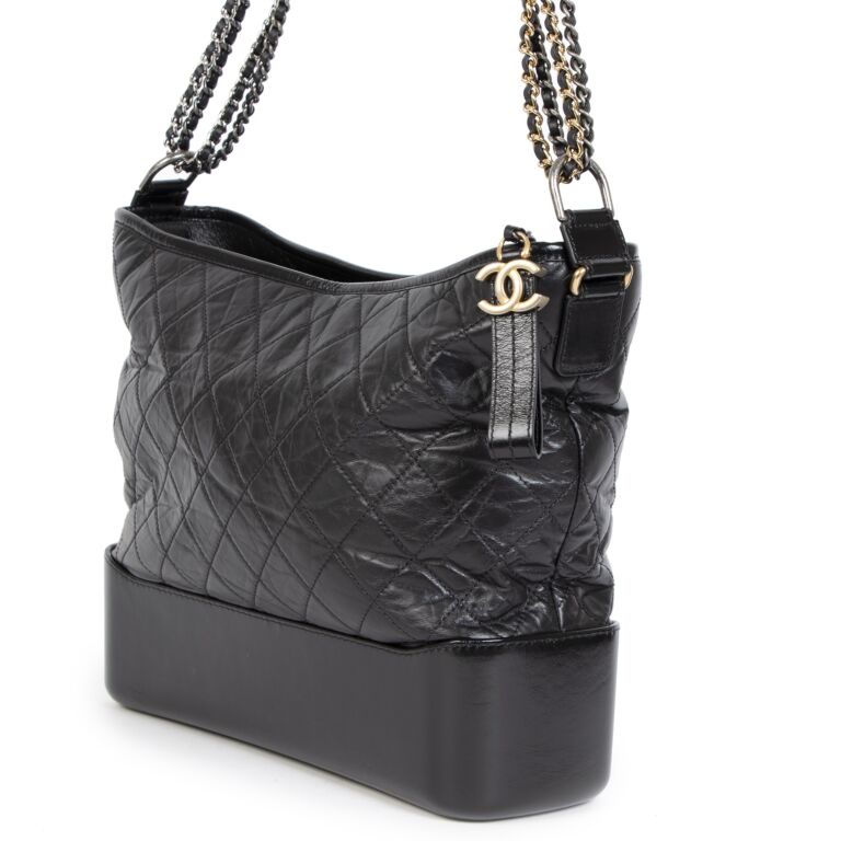 Chanel Gabrielle Black Quilted Aged Calfskin Large Hobo Bag ○ Labellov ○  Buy and Sell Authentic Luxury