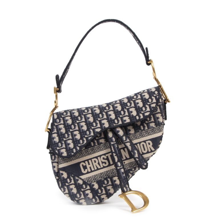 Dior Blue Monogram Oblique Saddle Bag + Strap Labellov Buy and Sell ...